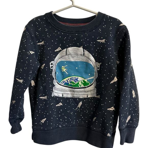 MINI BODEN Astronaut Space Glow In The Dark Pullover Sweatshirt Size 4-5Y - Picture 1 of 6